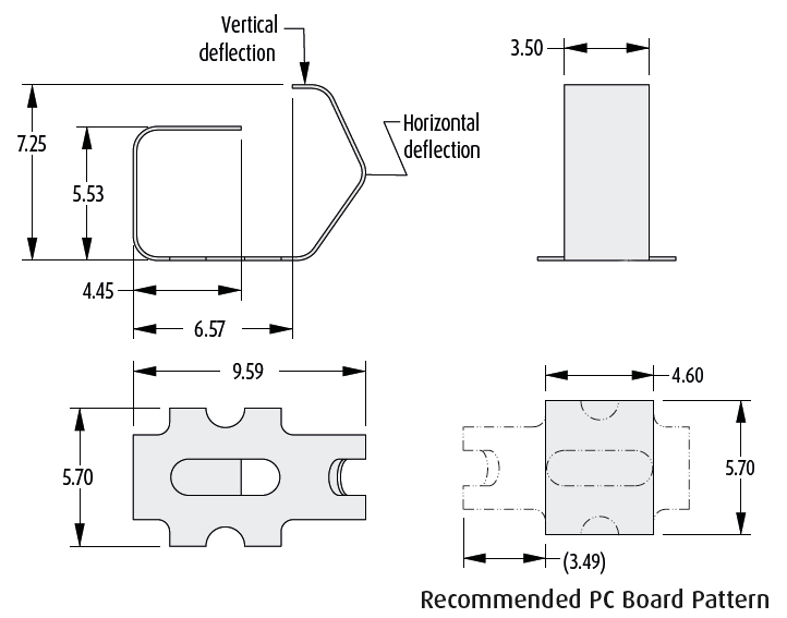 2901-16 PCB spring contact technical drawing