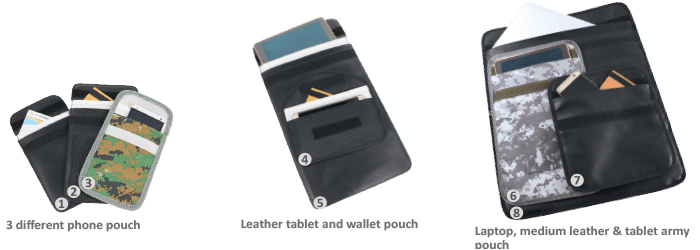 Standart boyut RF / EMI Koruyucu torbalar telefon tablet dizüstü cüzdan çantası